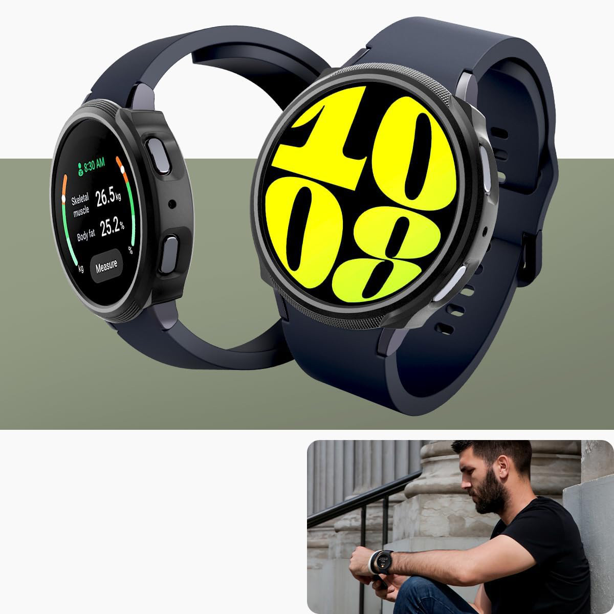 Etui Spigen Liquid Air do Galaxy Watch 7 40mm, czarne